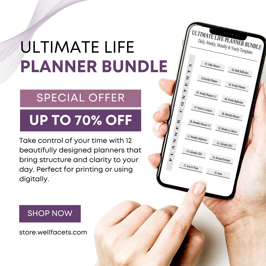 💡 Tired of scattered notes and endless to-do lists?
Stay organized and motivated with the Ultimate Life Planner Bundle – 12 planners designed to simplify your daily, weekly, monthly & yearly goals.
Take back control of your time, stay consistent, and achieve more with ease.