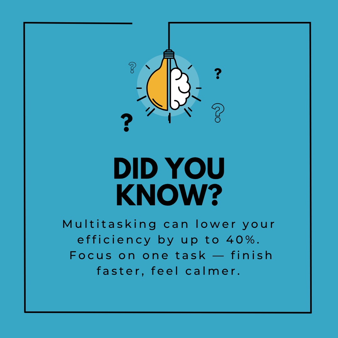 You’re not multitasking — you’re just switching focus really fast.
And that switch costs time, energy, and attention.
Choose one task. Finish it. Then move on.
Simplicity wins every time.

🔥 Tag someone who needs this reminder!

#timemanagementhacks #focushabits #morningroutines☀️ #productivitytips✌🏼️✨