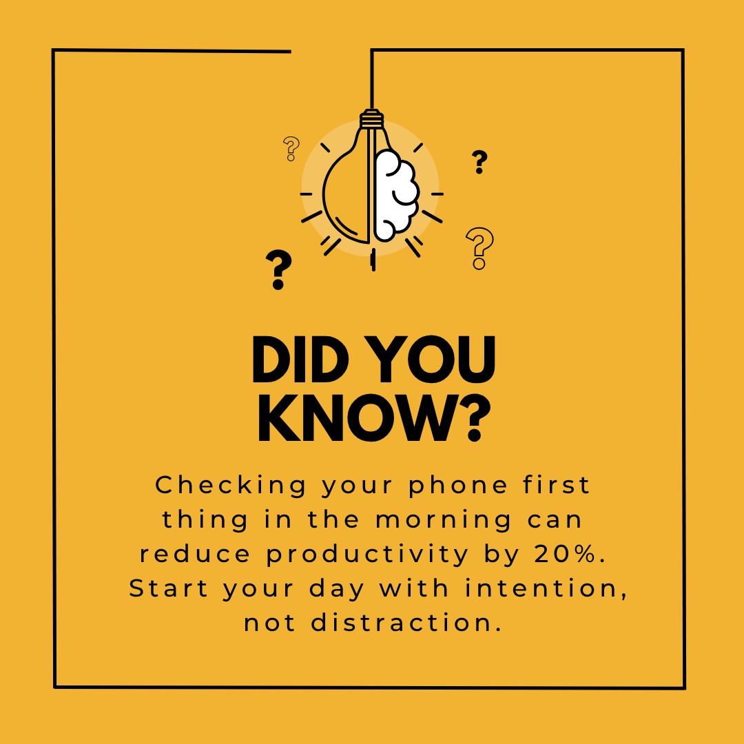 Grabbing your phone right after waking up might feel harmless,
but it instantly floods your brain with distractions, notifications, and stress.
Start your day with yourself, not with the internet.

✨ Try 10 phone-free minutes tomorrow morning — you’ll feel the difference.

#timemanagementhacks #focushabits #morningroutines☀️ #productivitytips✌🏼️✨