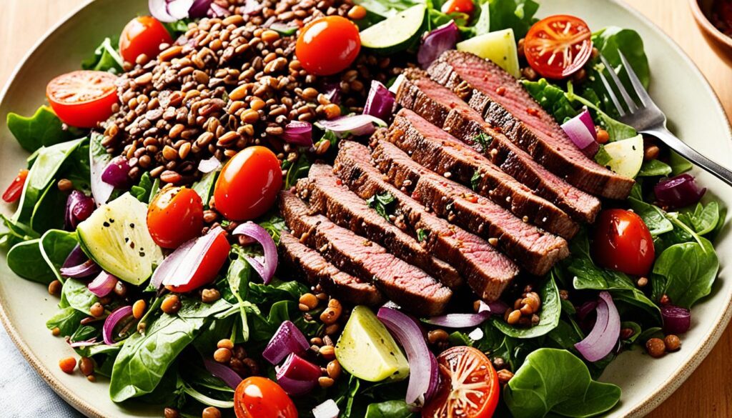 lentil and steak salad